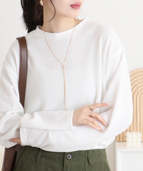 FUNALIVE(ファンアライブ)の「Rib knit long sleeve T-shirt / 畔編み長袖Tシャツ unisex(Tシャツ/カットソー・メンズ・ブラック/グレー/ブルー/ホワイト/ベージュ・M/XL/L)」の2枚目の写真