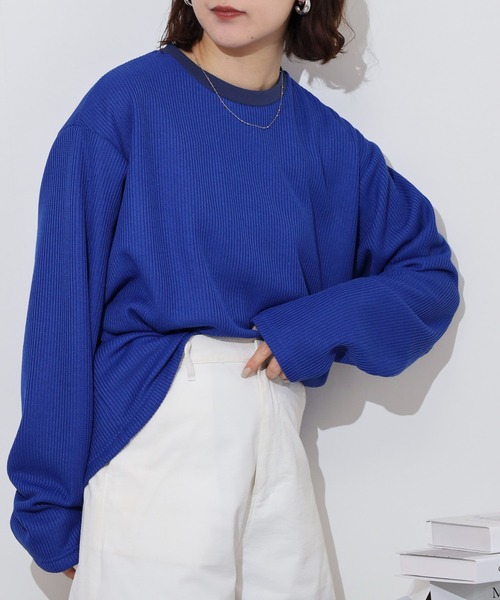 FUNALIVE(ファンアライブ)の「Rib knit long sleeve T-shirt / 畔編み長袖Tシャツ unisex(Tシャツ/カットソー・メンズ・ブラック/グレー/ブルー/ホワイト/ベージュ・M/XL/L)」の5枚目の写真