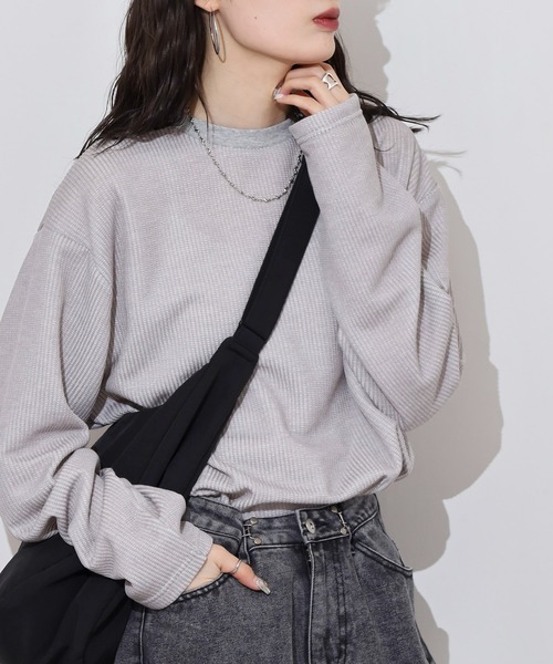FUNALIVE(ファンアライブ)の「Rib knit long sleeve T-shirt / 畔編み長袖Tシャツ unisex(Tシャツ/カットソー・メンズ・ブラック/グレー/ブルー/ホワイト/ベージュ・M/XL/L)」の10枚目の写真
