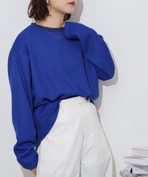 FUNALIVE(ファンアライブ)の「Rib knit long sleeve T-shirt / 畔編み長袖Tシャツ unisex(Tシャツ/カットソー・メンズ・ブラック/グレー/ブルー/ホワイト/ベージュ・M/XL/L)」の16枚目の写真