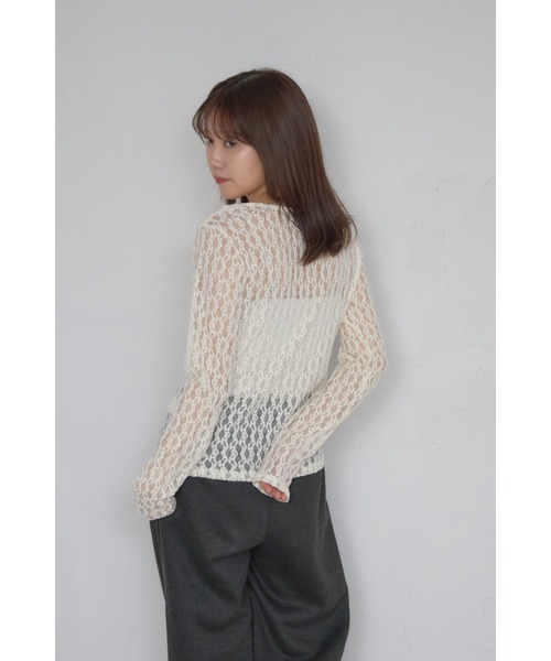 leimn(レイムン)の「レースドレープトップス(Tシャツ/カットソー・レディース・アイボリー/ブラック・M)」の7枚目の写真