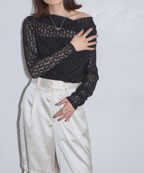 leimn(レイムン)の「レースドレープトップス(Tシャツ/カットソー・レディース・アイボリー/ブラック・M)」の20枚目の写真