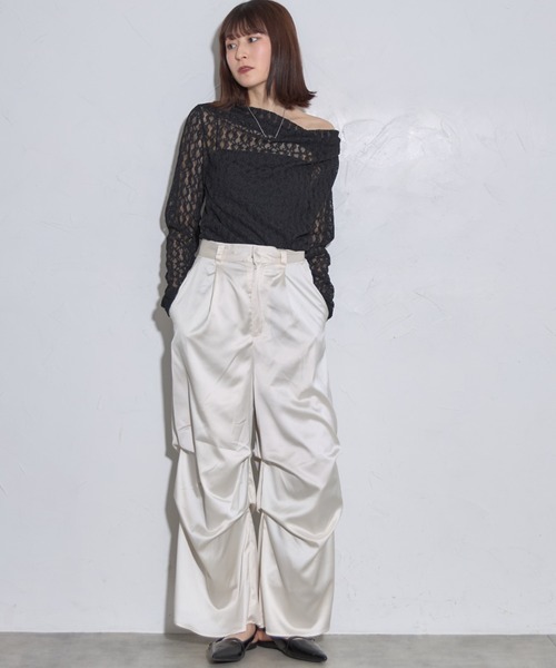 leimn(レイムン)の「レースドレープトップス(Tシャツ/カットソー・レディース・アイボリー/ブラック・M)」の21枚目の写真