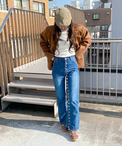 frunco（フランコ）の「【ZOZO限定】ドーナツ牡丹デザインデニムパンツ（デニムパンツ・レディース・ブルー・MEDIUM）」の4枚目の写真