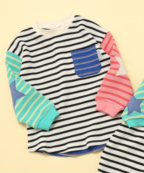 BREEZE（ブリーズ）の「【リンク/ジュニア対応】エルボーパッチロンT（Tシャツ/カットソー・キッズ・グリーン/ピンク/その他11/オフホワイト/その他12/ブラック・80/90/100/110/120/130/140）」の6枚目の写真
