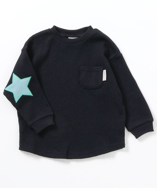 BREEZE（ブリーズ）の「【リンク/ジュニア対応】エルボーパッチロンT（Tシャツ/カットソー・キッズ・グリーン/ピンク/その他11/オフホワイト/その他12/ブラック・80/90/100/110/120/130/140）」の2枚目の写真
