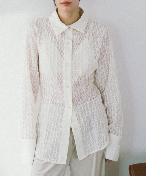 ELLIE ホワイト レース シャツ Girls' Ellie II DX Long Sleeve Show Shirt - Pink Fox