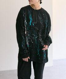 《綿100％》ペイントトップス/ロンT【SUM1 STYLE(スミスタイル)】