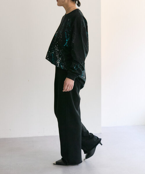 ear PAPILLONNER（イアパピヨネ）の「《綿100％》ペイントトップス/ロンT【SUM1 STYLE(スミスタイル)】（Tシャツ/カットソー・レディース・ブラック/ホワイト・FREE）」の18枚目の写真