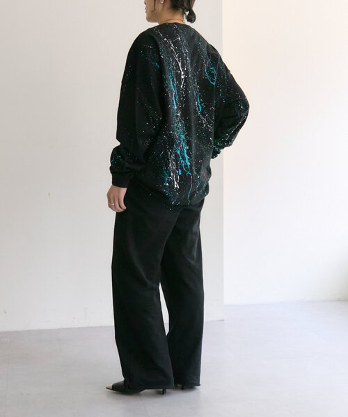 ear PAPILLONNER（イアパピヨネ）の「《綿100％》ペイントトップス/ロンT【SUM1 STYLE(スミスタイル)】（Tシャツ/カットソー・レディース・ブラック/ホワイト・FREE）」の19枚目の写真