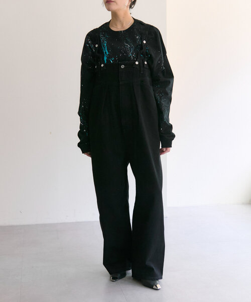 試着のみear PAPILLONNER デニムオールインワン【BLACK】 ear PAPILLONNER（イアパピヨネ）の「デニムオールインワン