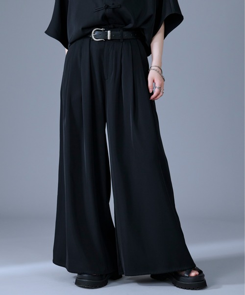 新色追加】ノーブルトロミボリュームタックワイドパンツ / SETUP対応