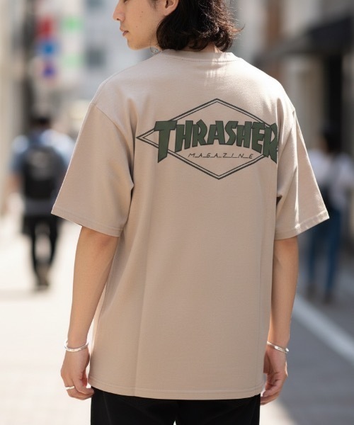 THRASHER(スラッシャー)の「DIAMOND LOGO S/S T-SHIRTS/スラッシャーダイアモンドロゴバックプリントTシャツ(Tシャツ/カットソー・メンズ・ブラック/ホワイト/グリーン/アッシュグレー/ベージュ・MEDIUM/LARGE/X-LARGE)」の1枚目の写真