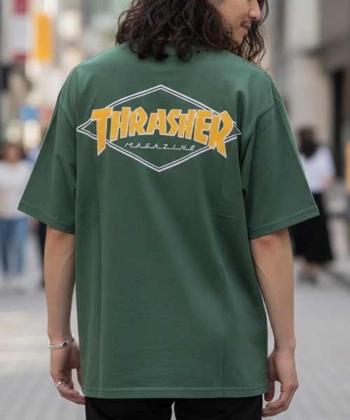 THRASHER(スラッシャー)の「DIAMOND LOGO S/S T-SHIRTS/スラッシャーダイアモンドロゴバックプリントTシャツ(Tシャツ/カットソー・メンズ・ブラック/ホワイト/グリーン/アッシュグレー/ベージュ・MEDIUM/LARGE/X-LARGE)」の5枚目の写真
