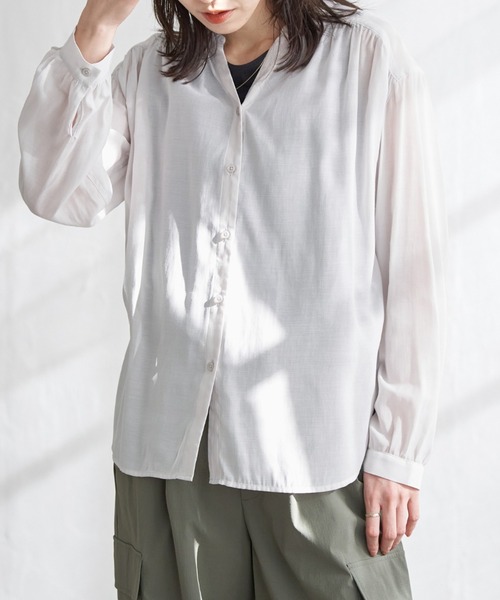 ikka（イッカ）の「【雑誌InRed5月号掲載】シアーバックリボンブラウス（シャツ/ブラウス・レディース・ライトイエロー/チャコールグレー/ダークベージュ/ミント/オフホワイト/スカイブルー・L/M/S）」の3枚目の写真