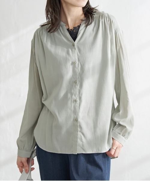 ikka（イッカ）の「【雑誌InRed5月号掲載】シアーバックリボンブラウス（シャツ/ブラウス・レディース・ライトイエロー/チャコールグレー/ダークベージュ/ミント/オフホワイト/スカイブルー・L/M/S）」の4枚目の写真