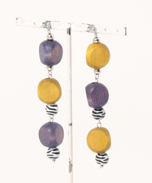tone（トーン）の「【KKSHOP】高級韓国ウッドパーツピアス(MA)（ピアス（両耳用）・レディース・パープル・FREE）」の2枚目の写真