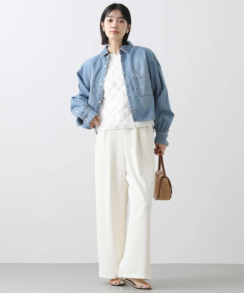 Gready Brilliant(グレディブリリアン)の「フリンジ編ボートネックベスト(ニット/セーター・レディース・ピンク/オフホワイト・FREE)」の12枚目の写真