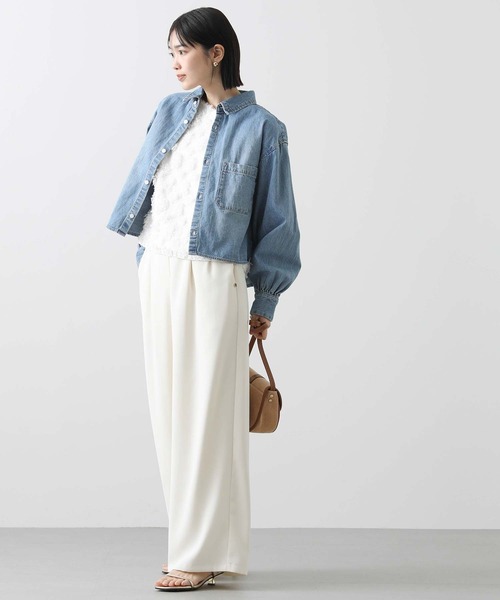 Gready Brilliant(グレディブリリアン)の「フリンジ編ボートネックベスト(ニット/セーター・レディース・ピンク/オフホワイト・FREE)」の13枚目の写真