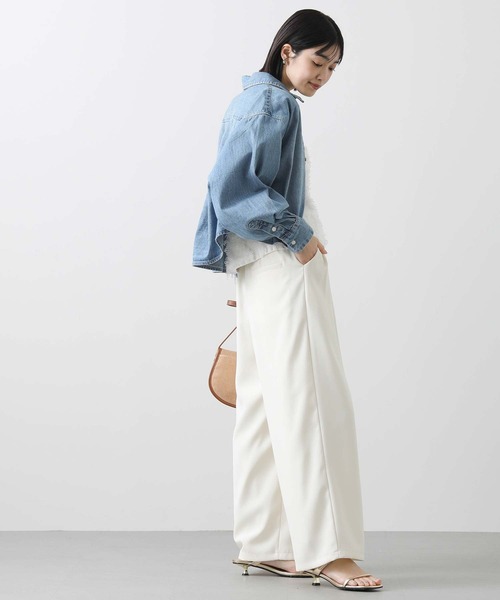 Gready Brilliant(グレディブリリアン)の「フリンジ編ボートネックベスト(ニット/セーター・レディース・ピンク/オフホワイト・FREE)」の14枚目の写真