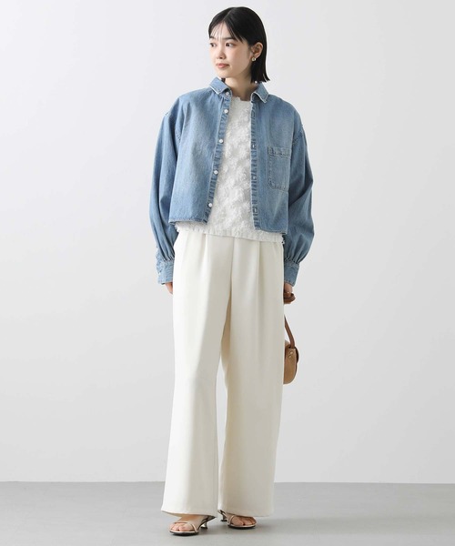 Gready Brilliant(グレディブリリアン)の「フリンジ編ボートネックベスト(ニット/セーター・レディース・ピンク/オフホワイト・FREE)」の15枚目の写真