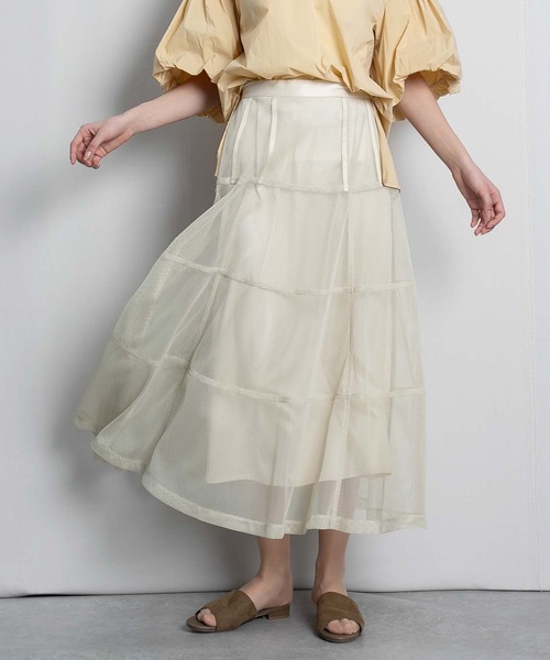 RAW FUDGE(ローファッジ)の「パニエ風メッシュスカート(スカート・レディース・ブラック/ベージュ・M)」の1枚目の写真