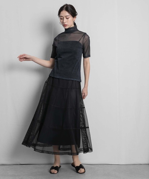 RAW FUDGE(ローファッジ)の「パニエ風メッシュスカート(スカート・レディース・ブラック/ベージュ・M)」の19枚目の写真