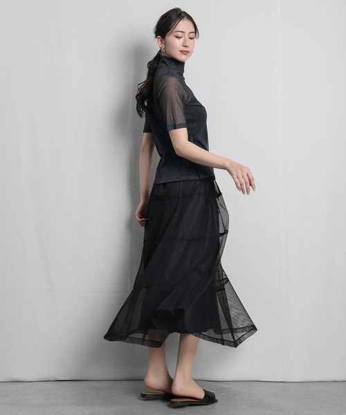 RAW FUDGE(ローファッジ)の「パニエ風メッシュスカート(スカート・レディース・ブラック/ベージュ・M)」の20枚目の写真