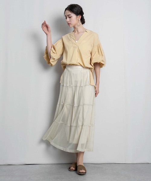 RAW FUDGE(ローファッジ)の「パニエ風メッシュスカート(スカート・レディース・ブラック/ベージュ・M)」の12枚目の写真