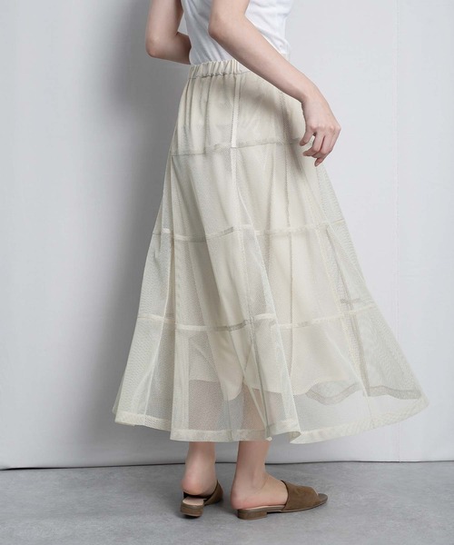RAW FUDGE(ローファッジ)の「パニエ風メッシュスカート(スカート・レディース・ブラック/ベージュ・M)」の6枚目の写真
