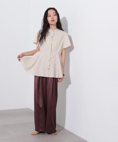 N.（N. Natural Beauty Basic）（エヌエヌナチュラルビューティーベーシック）の「フレアスリーブペプラムブラウス（シャツ/ブラウス・レディース・ベージュ/ブラウン/ライトグリーン・MEDIUM）」の12枚目の写真