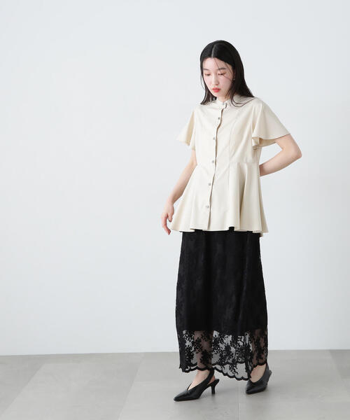 N.（N. Natural Beauty Basic）（エヌエヌナチュラルビューティーベーシック）の「フレアスリーブペプラムブラウス（シャツ/ブラウス・レディース・ベージュ/ブラウン/ライトグリーン・MEDIUM）」の5枚目の写真