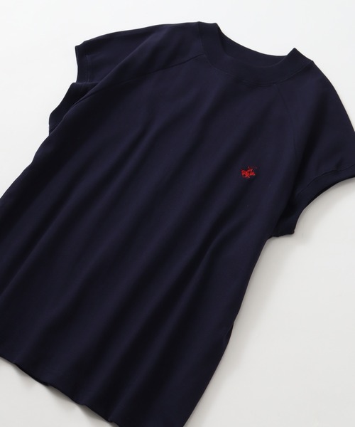 BEVERLY HILLS POLO CLUB(ビバリーヒルズポロクラブ)の「【BEVERLY HILLS POLO CLUB/ビバリーヒルズポロクラブ】 モックネックラグランハーフスリーブTシャツ(Tシャツ/カットソー・レディース・ネイビー/スミクロ/ブラック系その他/ネイビー系/サックスブルー/アイボリー・M)」の19枚目の写真