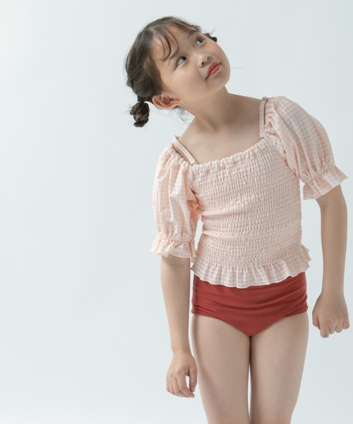 LOWRYS FARM(ローリーズファーム)の「シャーリングパフSWIM 323896(水着・キッズ・ピンク/グリーン/ブラック・130cm/120cm/110cm)」の8枚目の写真