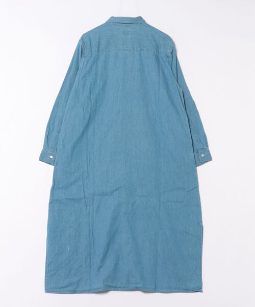 Lee(リー)の「Lee/リー DUNGAREES ワークデニムシャツドレス/ルーズシルエット/シャツワンピース/デニムワンピース/デニムシャツ(シャツワンピース・レディース・ブルー/ライトインディゴブルー・MEDIUM)」の3枚目の写真