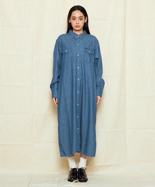 セール】Lee/リー DUNGAREES ワークデニムシャツドレス/ルーズ