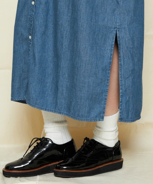 Lee(リー)の「Lee/リー DUNGAREES ワークデニムシャツドレス/ルーズシルエット/シャツワンピース/デニムワンピース/デニムシャツ(シャツワンピース・レディース・ブルー/ライトインディゴブルー・MEDIUM)」の9枚目の写真