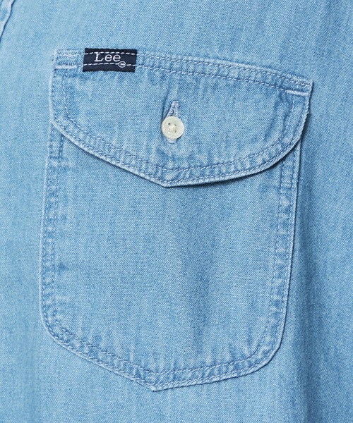 Lee(リー)の「Lee/リー DUNGAREES ワークデニムシャツドレス/ルーズシルエット/シャツワンピース/デニムワンピース/デニムシャツ(シャツワンピース・レディース・ブルー/ライトインディゴブルー・MEDIUM)」の7枚目の写真