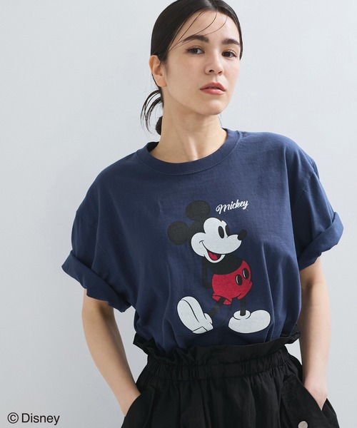 le cercle ADAM ET ROPE'(ルセルクルアダムエロペ)の「【GOOD ROCK SPEED】Mickey Mouse/プリントTシャツ(Tシャツ/カットソー・レディース・ネイビー/ホワイト/ライトグレー・FREE)」の1枚目の写真