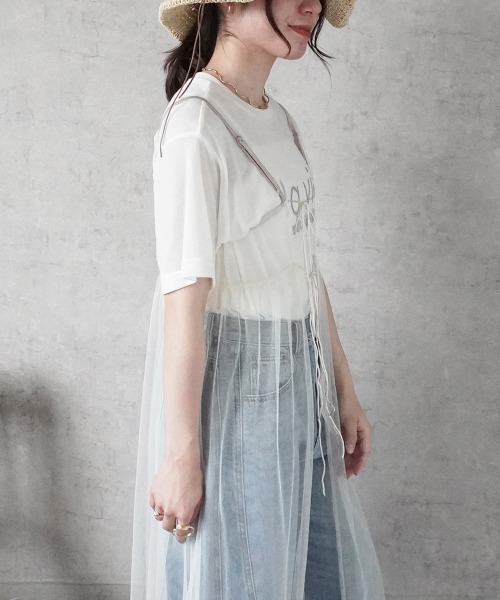 SELECT LEVERY(セレクトリベリー)の「チュール2WAYキャミワンピース(ワンピース・レディース・ベージュ/チャコールグレー/アイボリー・FREE)」の5枚目の写真