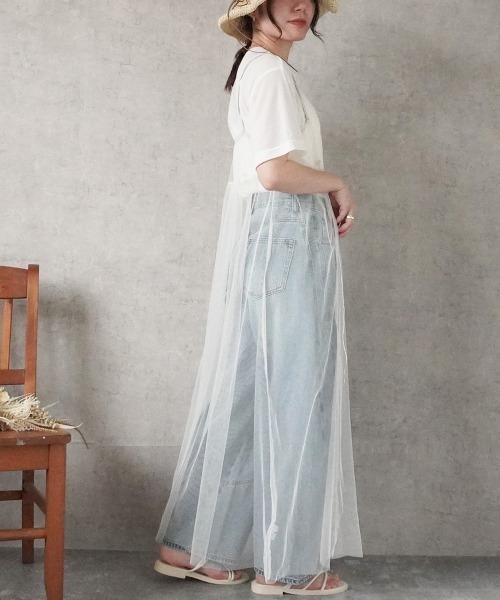 SELECT LEVERY(セレクトリベリー)の「チュール2WAYキャミワンピース(ワンピース・レディース・ベージュ/チャコールグレー/アイボリー・FREE)」の7枚目の写真