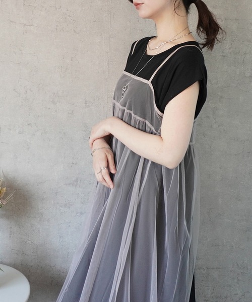 SELECT LEVERY(セレクトリベリー)の「チュール2WAYキャミワンピース(ワンピース・レディース・ベージュ/チャコールグレー/アイボリー・FREE)」の13枚目の写真