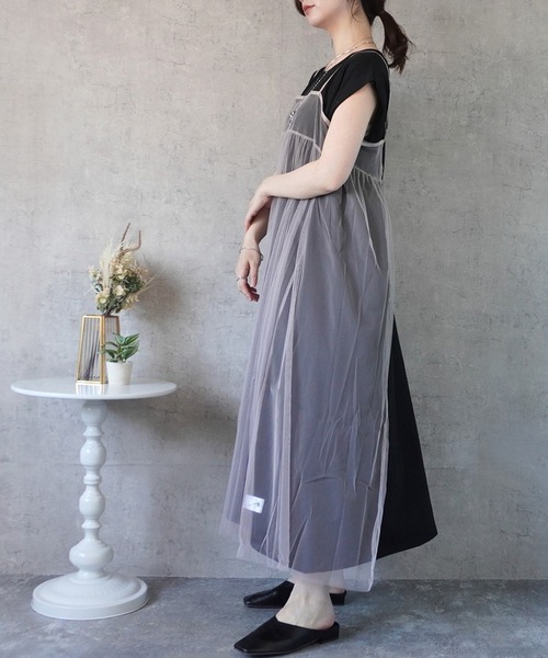 SELECT LEVERY(セレクトリベリー)の「チュール2WAYキャミワンピース(ワンピース・レディース・ベージュ/チャコールグレー/アイボリー・FREE)」の14枚目の写真