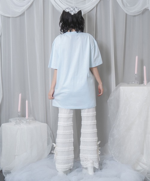 Honey Cinnamon(ハニーシナモン)の「white dog プリントTシャツ(Tシャツ/カットソー・レディース・サックスブルー/ホワイト・FREE)」の7枚目の写真
