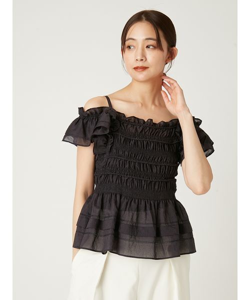 FRAY I.D（フレイアイディー）の「フリルシャーリングデザインブラウス（シャツ/ブラウス・レディース・チェック/ブラック/ブラウン・FREE）」の8枚目の写真
