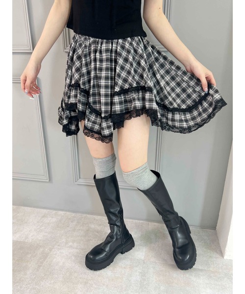 PHILLY（フィリー）の「【PHILLY】ランダムヘムチェックスカート（スカート・レディース・ブラック/ベージュ・FREE）」の3枚目の写真