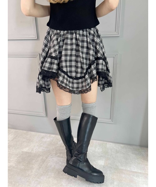 PHILLY（フィリー）の「【PHILLY】ランダムヘムチェックスカート（スカート・レディース・ブラック/ベージュ・FREE）」の4枚目の写真