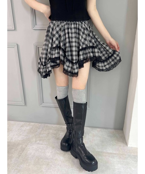 PHILLY（フィリー）の「【PHILLY】ランダムヘムチェックスカート（スカート・レディース・ブラック/ベージュ・FREE）」の5枚目の写真