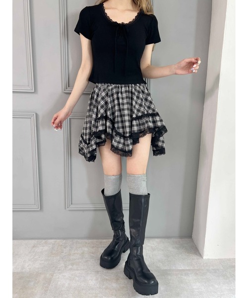 PHILLY（フィリー）の「【PHILLY】ランダムヘムチェックスカート（スカート・レディース・ブラック/ベージュ・FREE）」の7枚目の写真