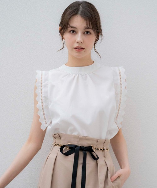 NOELA（ノエラ）の「スカラノースリブラウス（シャツ/ブラウス・レディース・イエロー/サックスブルー/オフホワイト・フリー）」の4枚目の写真